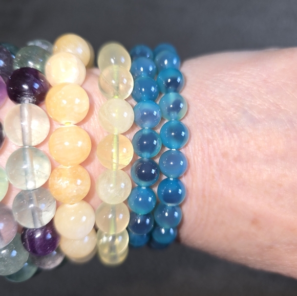 8mm Natural Blue Sugar Heart Agate - Picture 3 of 8